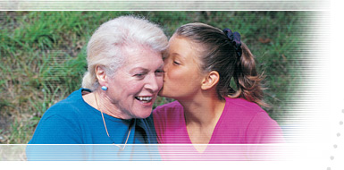 Granddaughters kiss